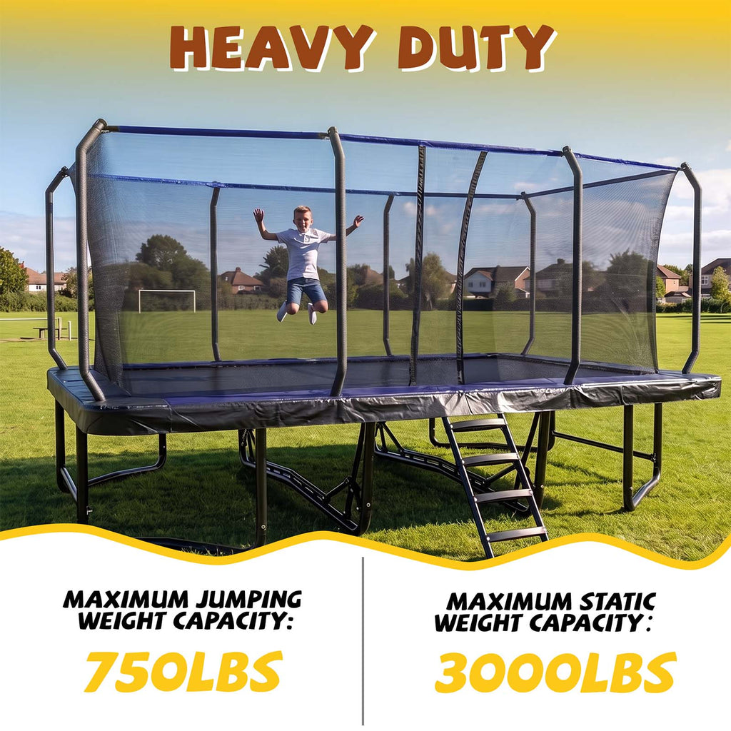 Mersco 12x18FT Kids Adults Trampoline, Heavy Duty Outdoor Trampoline with Safety Enclosure Net and Upgraded Ladder for Backyard Family Fun, Fitness Trampoline MAX