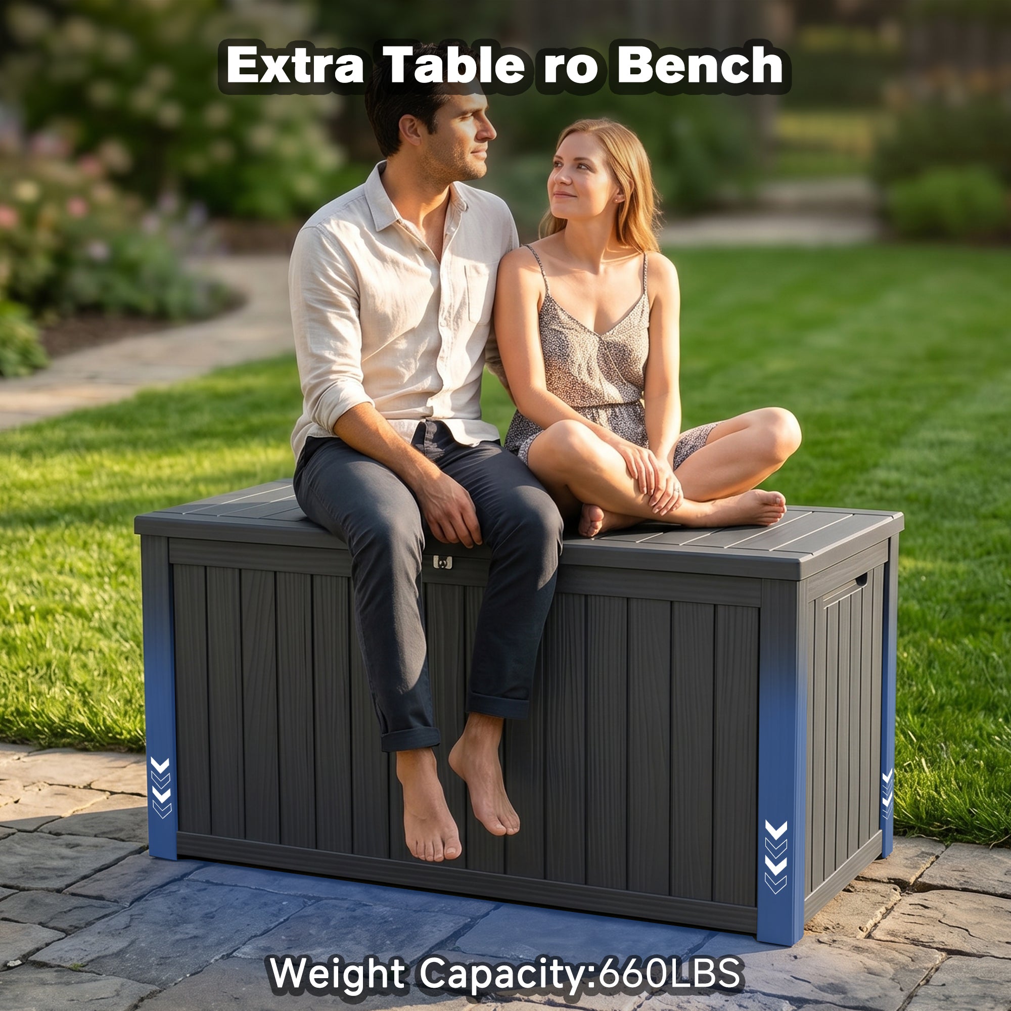 UIOWIO Deck Box Outdoor Storage ,Resin Deck Boxes Outdoor Waterproof UV Resistant with Hundles,Outside Lockable Toy Storage for Pool ,Patio Furniture and Sports Equipment,Black