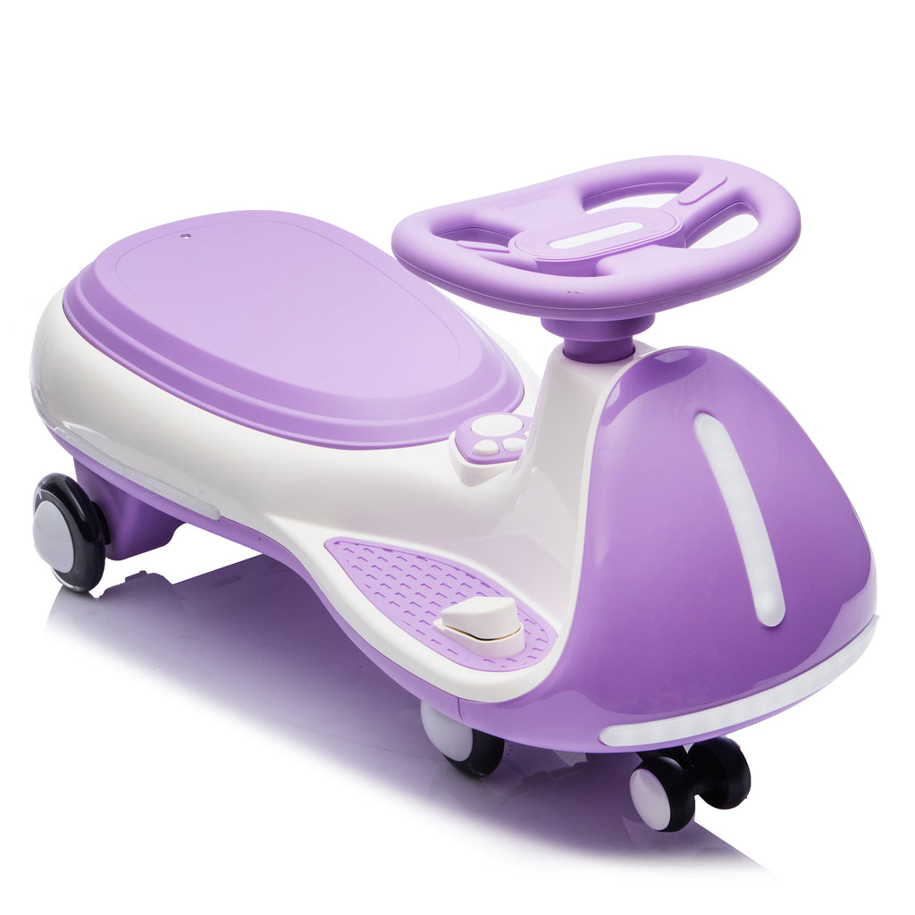 Cirui 12V Kids Electric Wiggle Car, 2-in-1 Swing Ride on Toy for Toddlers Aged 3-8,5MPH Max Speed,Triangular Stability Frame, Flashing Wheels,Bluetooth Music,Purple