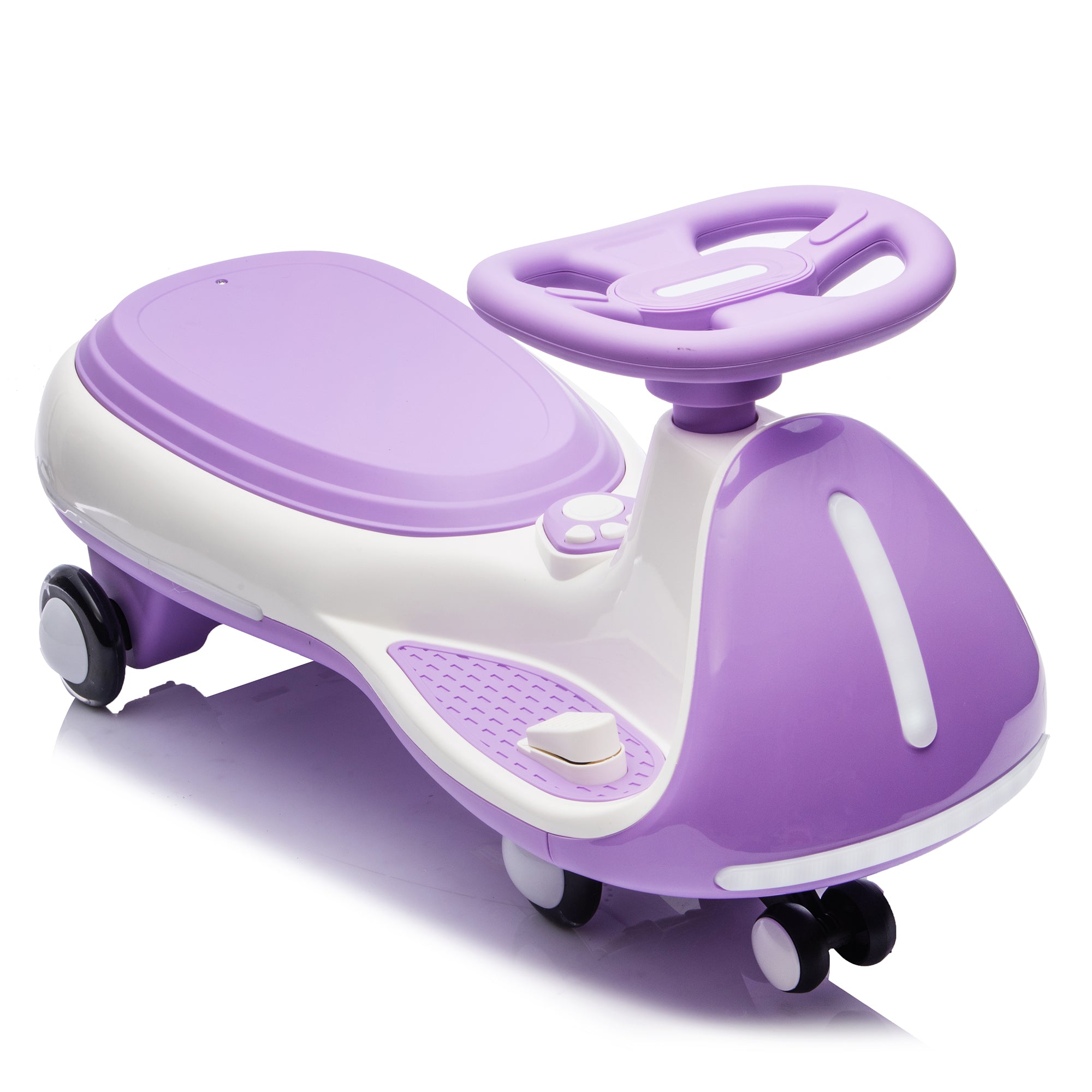 Cirui 12V Kids Electric Wiggle Car, 2-in-1 Swing Ride on Toy for Toddlers Aged 3-8,5MPH Max Speed,Triangular Stability Frame, Flashing Wheels,Bluetooth Music,Purple