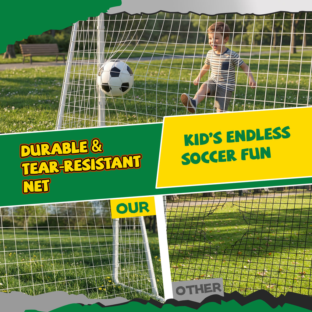 Mersco 8 x 6FT Portable Soccer Goals,Backyard Kids Soccer Net with High-Strength Nets,Soccer Durable Post for Adults Outdoor's Practice Training,Toddler Soccer Toddler Goal for Sports Games,White