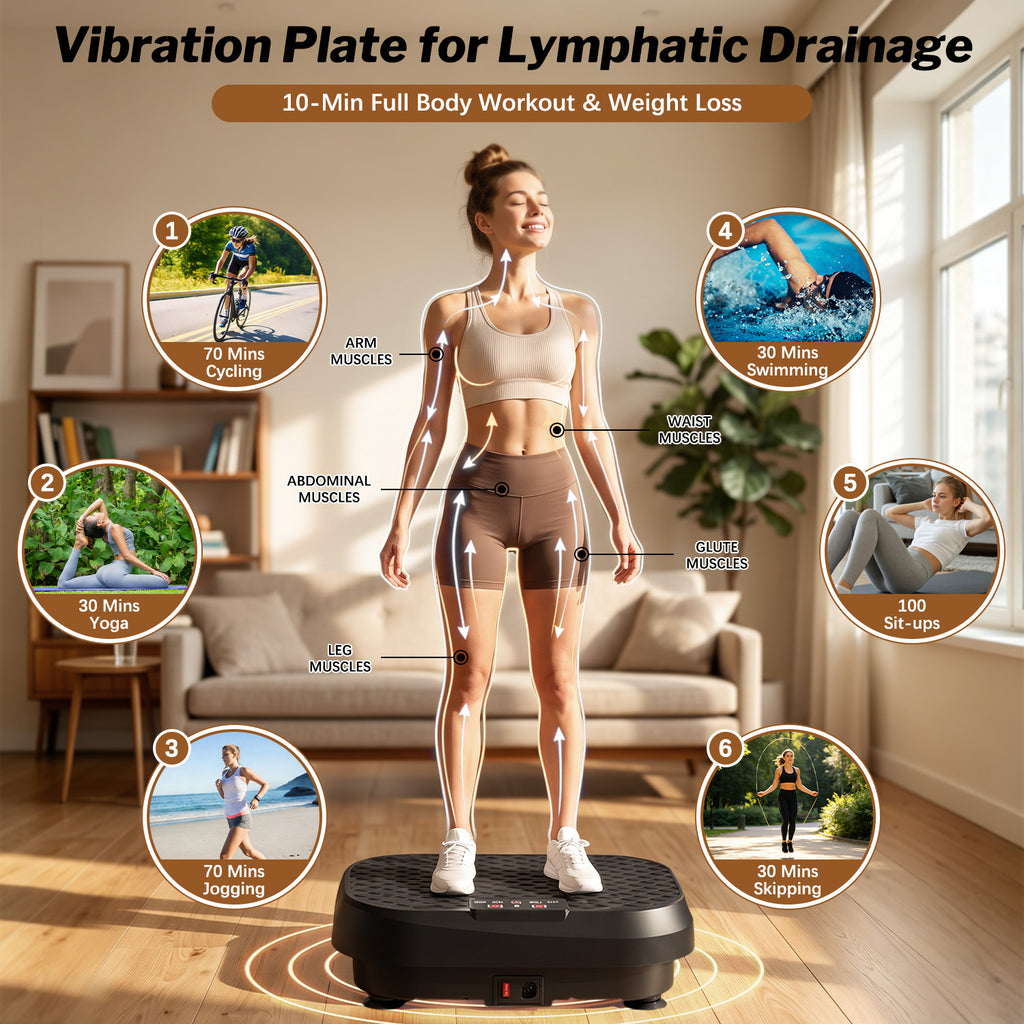 Kdymod Vibration Plate Exercise Machine & Whole Body Shake Plate, Workout Machine with Remote Control & Adjustable Settings, Versatile for Home Fitness, Black