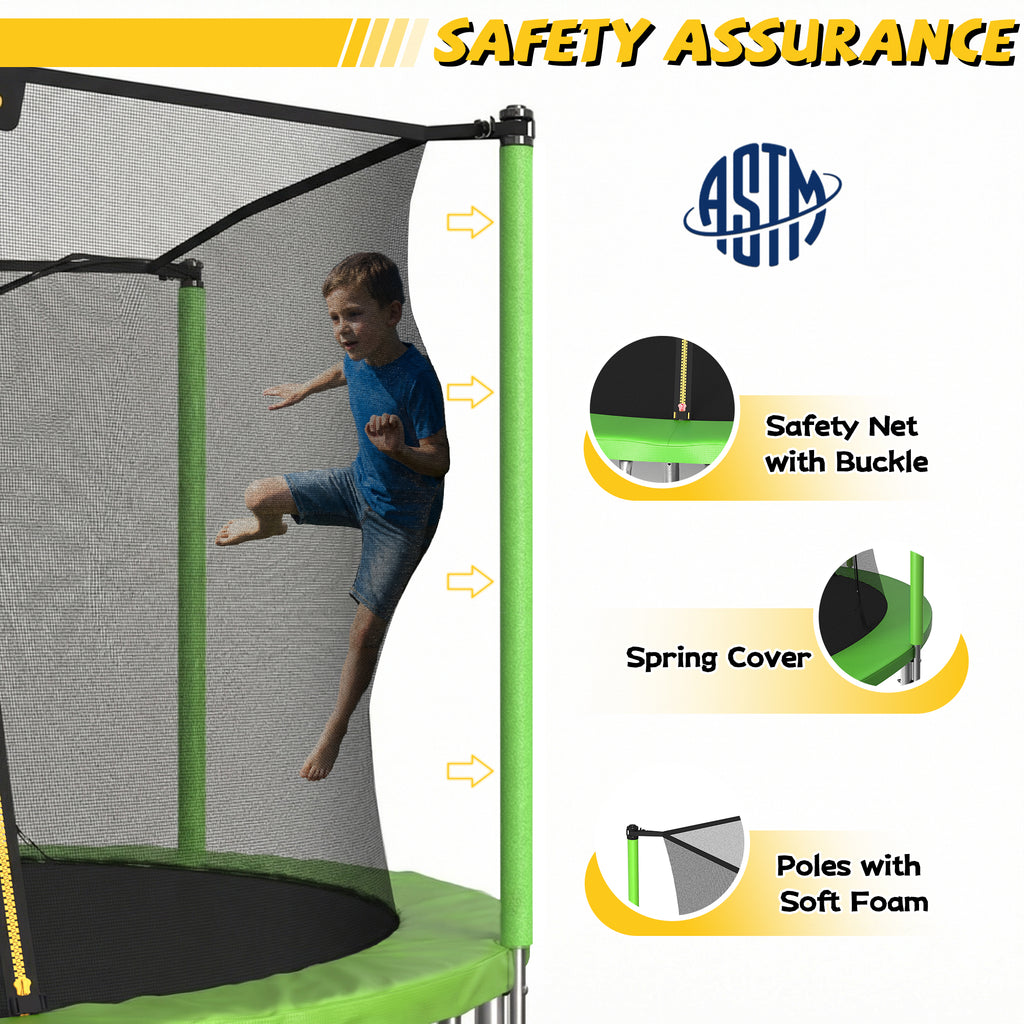 Mersco 14ft Trampoline for Kids and Adults, Outdoor Trampolines with Basketball Hoop and Enclosure Net, Heavy Duty Jumping Trampoline PLAY for Indoor Outdoor Boys and Girls Birthday Gift, Green