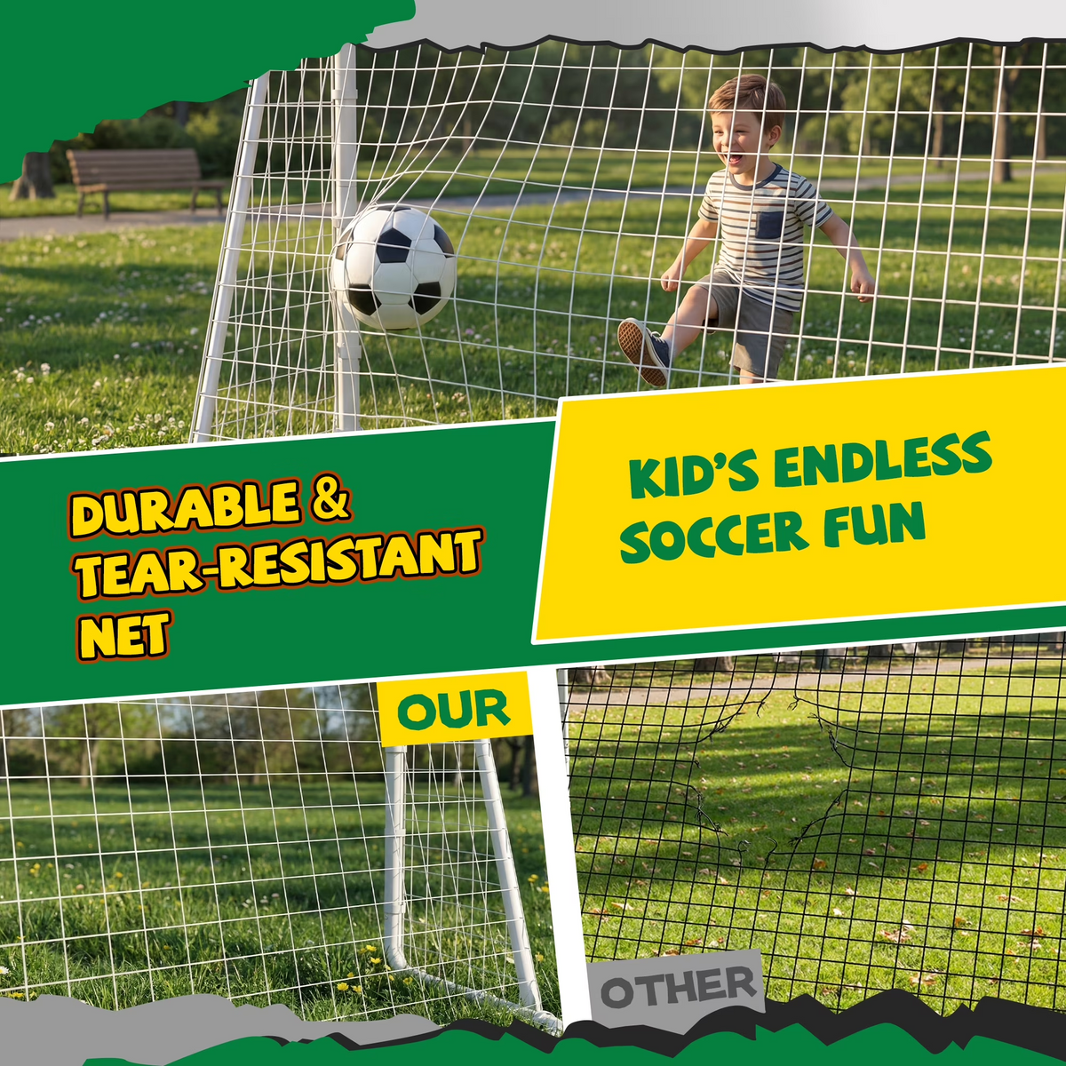 Kdymod 8×6 FT Soccer Goal for Backyard,Heavy-Duty Metal Soccer Net with Target Net,Outdoor Soccer Goal Soccer Equipment Set with 6 Soccer Cones & 5 Stakes for Kids and Adults ,White
