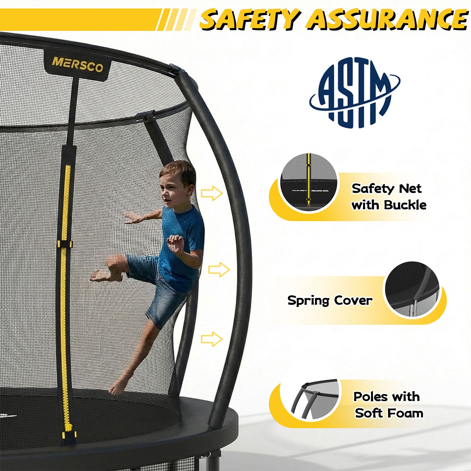 Mersco 14ft Trampoline for Kids and Adults,Pumpkin Outdoor Trampoline with Enclosure and Net,Jumping Trampoline SPACE for Boys and Girls Birthday Gifts,Black