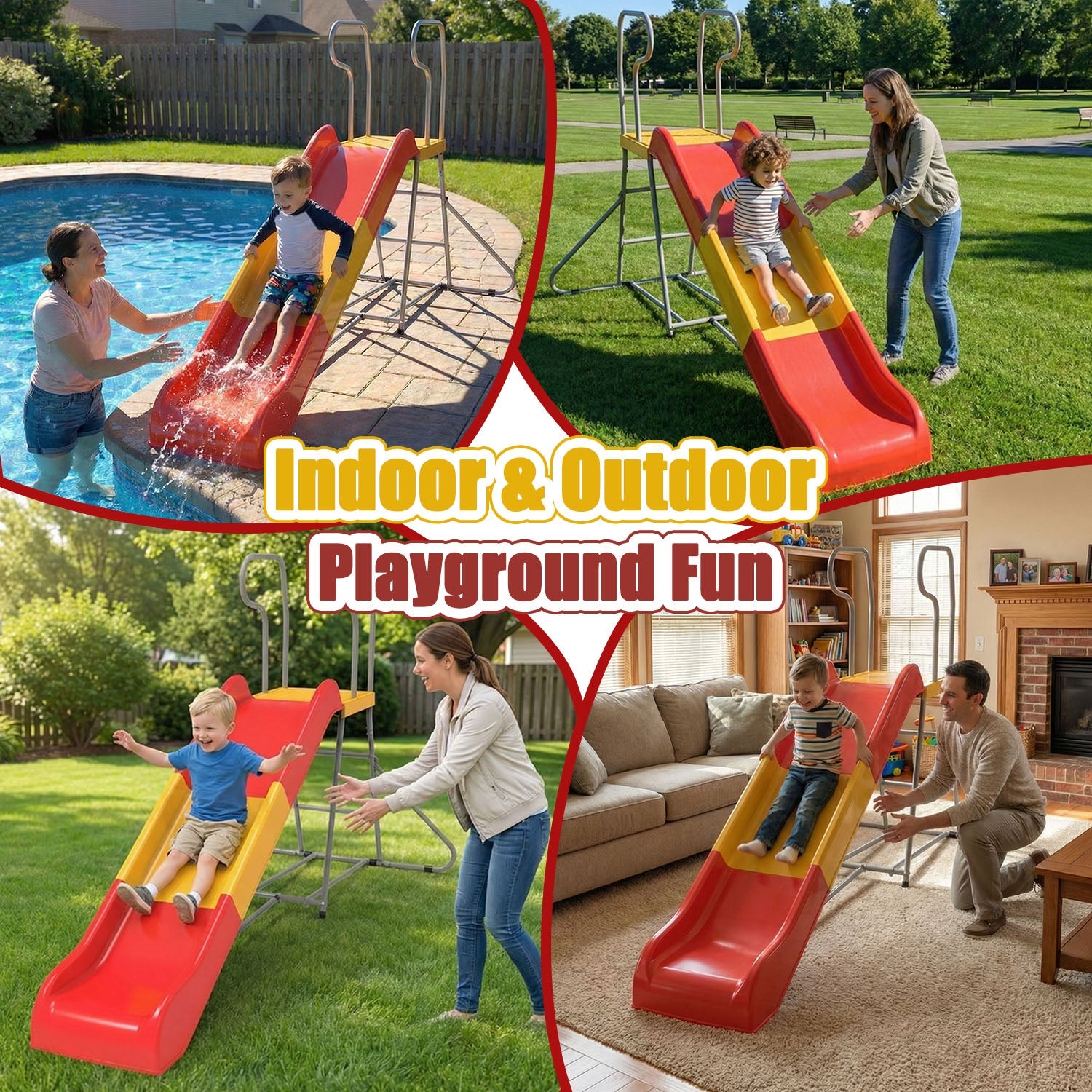2-in-1 Kids Climbing Slide – For Ages 3-8, 76.4-Inch Smooth Slide Track, Anti-Slip Steps, Sturdy Construction, Easy Assembly, Indoor and Outdoor Backyard Fun