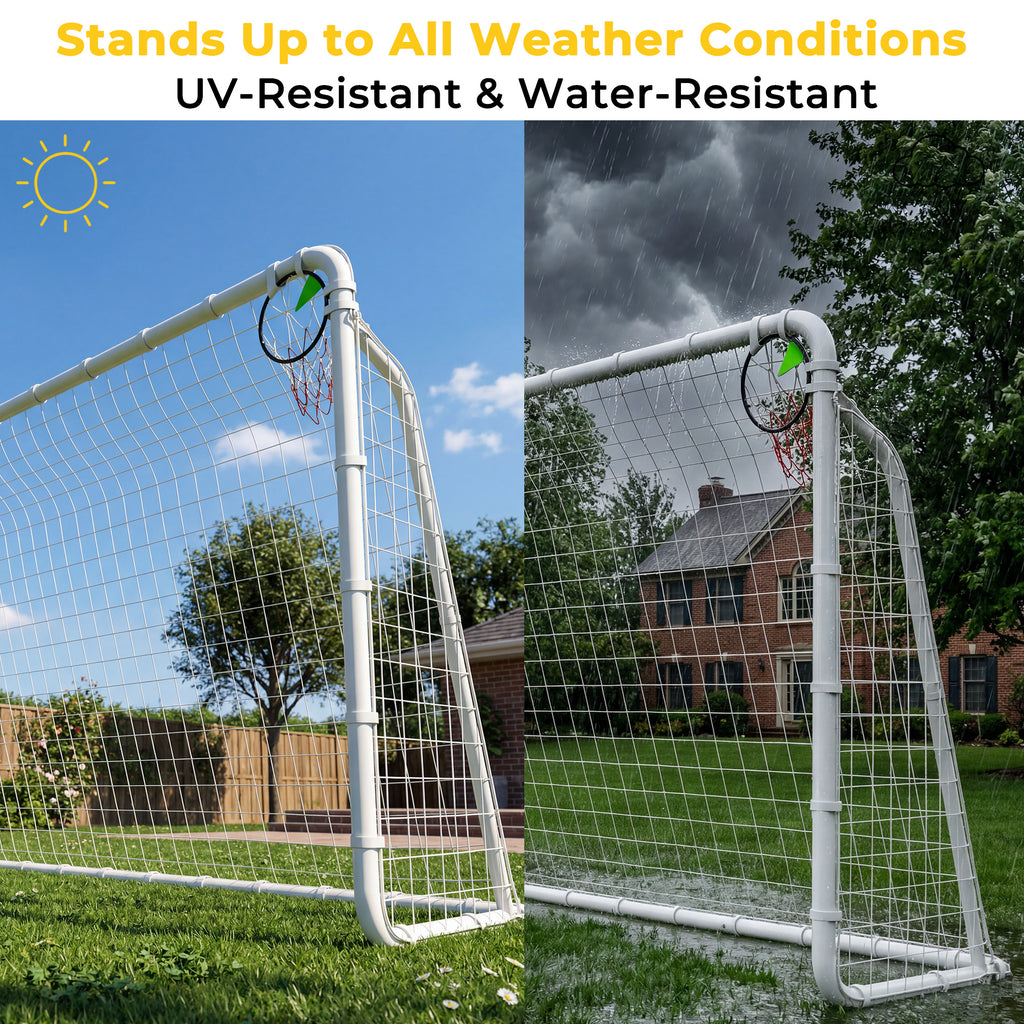 Mersco 12x6 FT Soccer Goal for Backyard, Heavy-Duty Metal Soccer Net, with Shooting Ring, Soccer Training Equipment Set, with 5 Stakes & 6 Cones, Soccer Goal for Kids and Adults,Christmas Gifts
