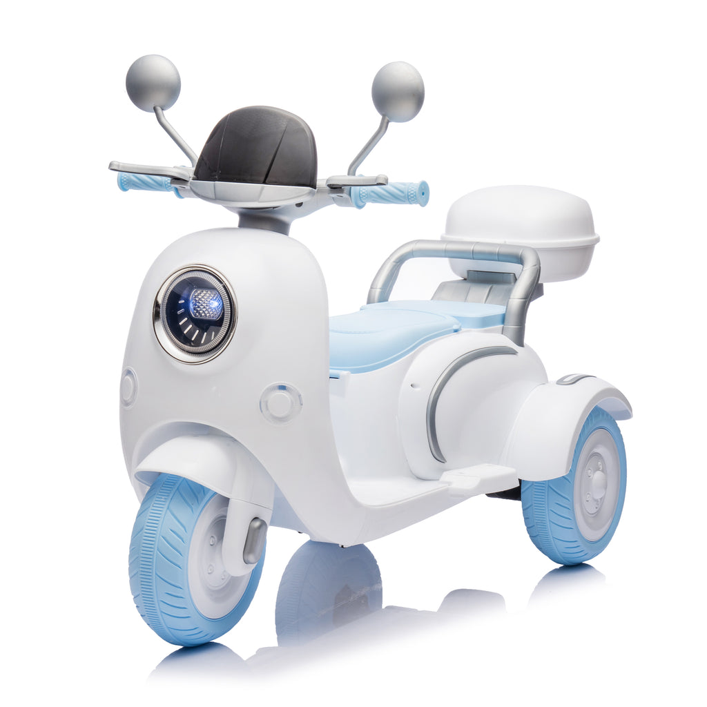 Cirui 2 Seater 12V Kids Motorcycle,3 Wheel Ride Dual Motorcycle,Toy 12V Electric Motorcycle with Front LED Light/USB/Storage Box,Blue