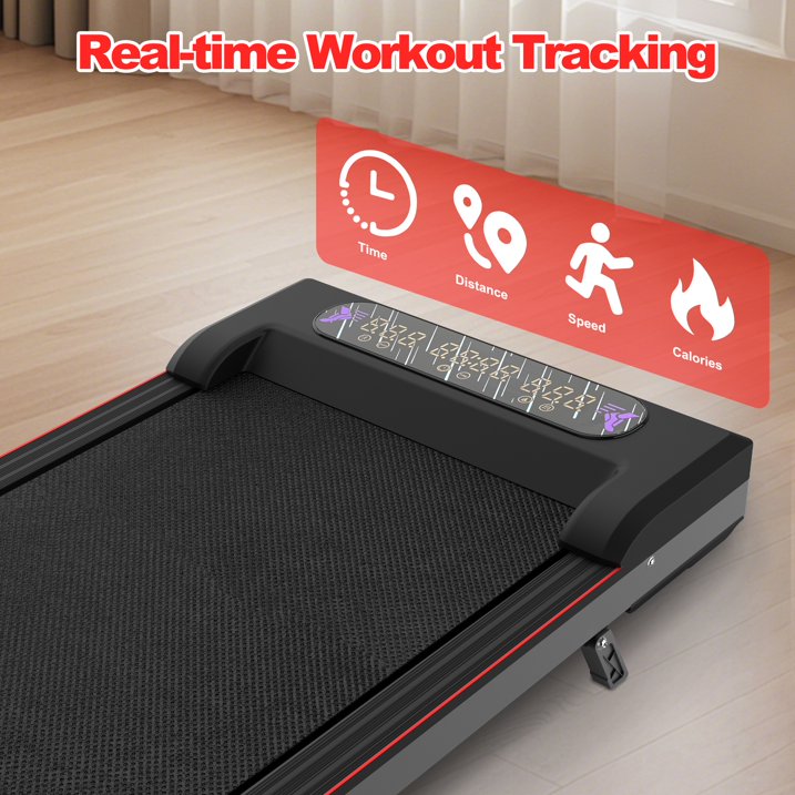 Kdymod Foldable Treadmill with Vibration Function,2 in 1 Walking Treadmill with Handle Bar & Incline,Under Desk Walking Pad with LED Display & Remote,300 Lbs Capacity,Black
