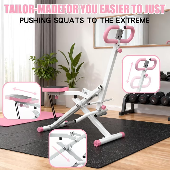 Kdymod Generic Foldable Squat Machine with Resistance Bands, Glutes and Thigh for Home Gym, Hip Thrust Leg Press for Home Gym Fitness ,250 lbs,Pink