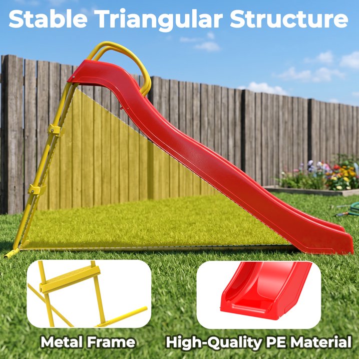 Kdymod 5.7FT Kid Outdoor Slide,Water Slide for Backyard with Ladder,Playground Freestanding Slide for Chlidren Birthday Gifts,Red