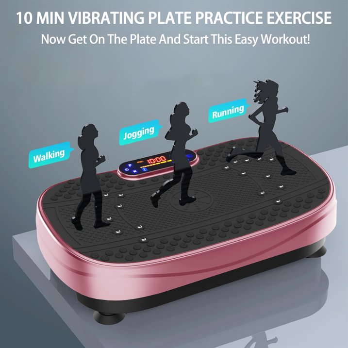 Kdymod Vibration Plate Exercise Machine & Whole Body Shake Plate, Workout Machine with Remote Control & Adjustable Settings, Versatile for Home Fitness, Rose Red