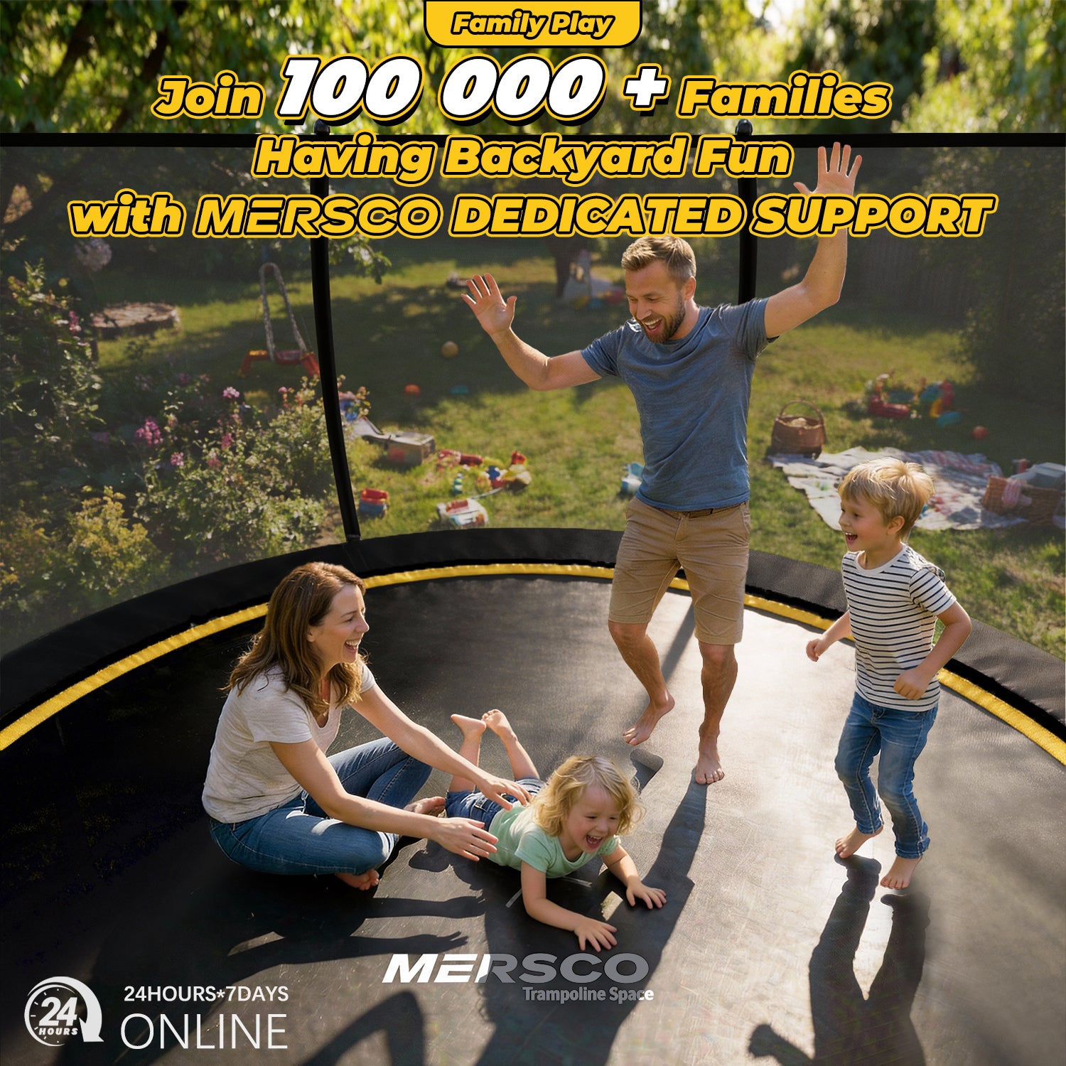 Mersco 12FT Trampoline for Kids with Ladder,Outdoor Recreational Trampolines with Enclosure Net,Jumping Trampoline SPACE for Kid Birthday and Festival Gift,Black