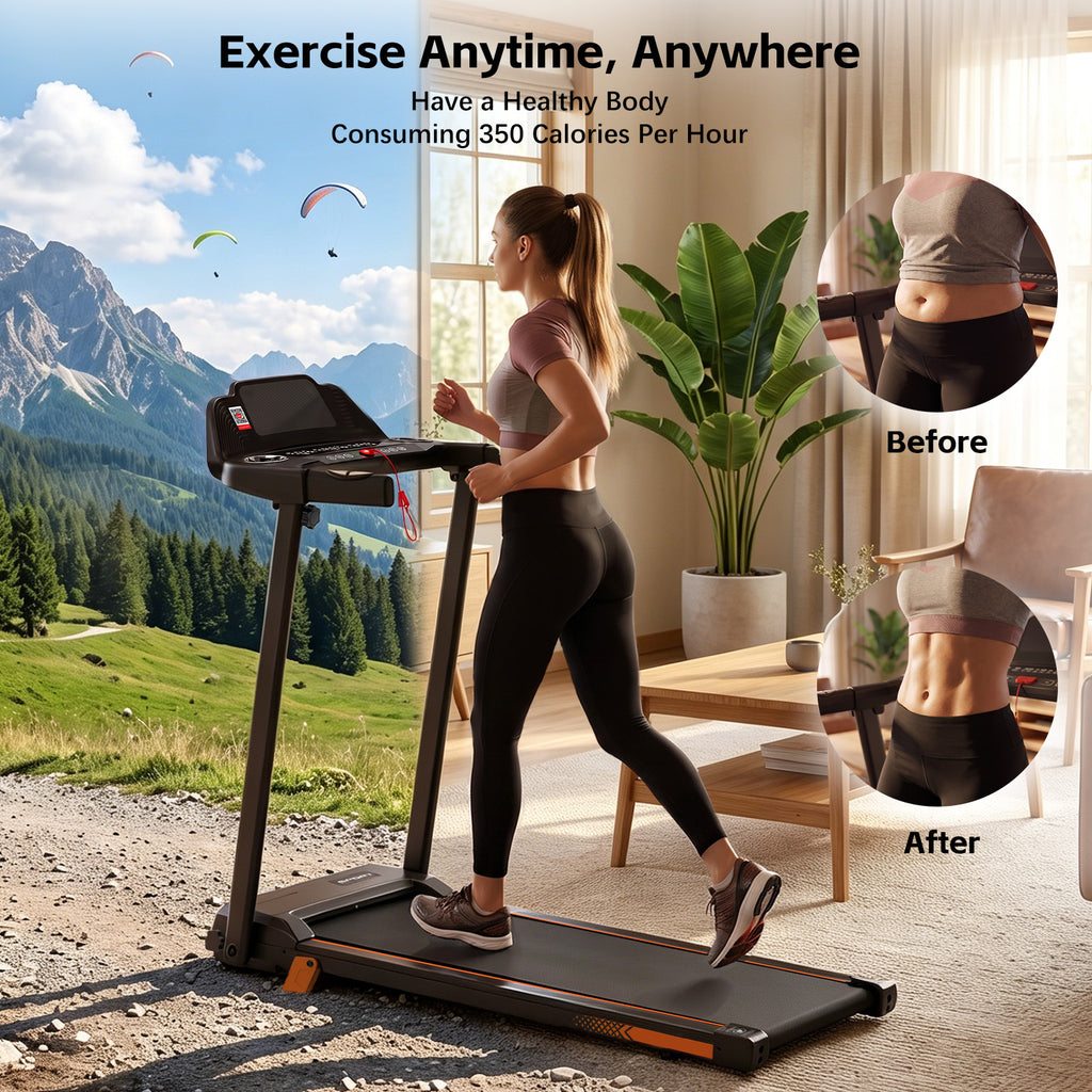 Cirui Walking Pad Treadmills with Handle , 4-in-1 Portable 14% Incline Under Desk Treadmill with APP, 300 LBS Capacity Folding Treadmill with 3.5 HP Quiet Brushless for Home and Office，Black