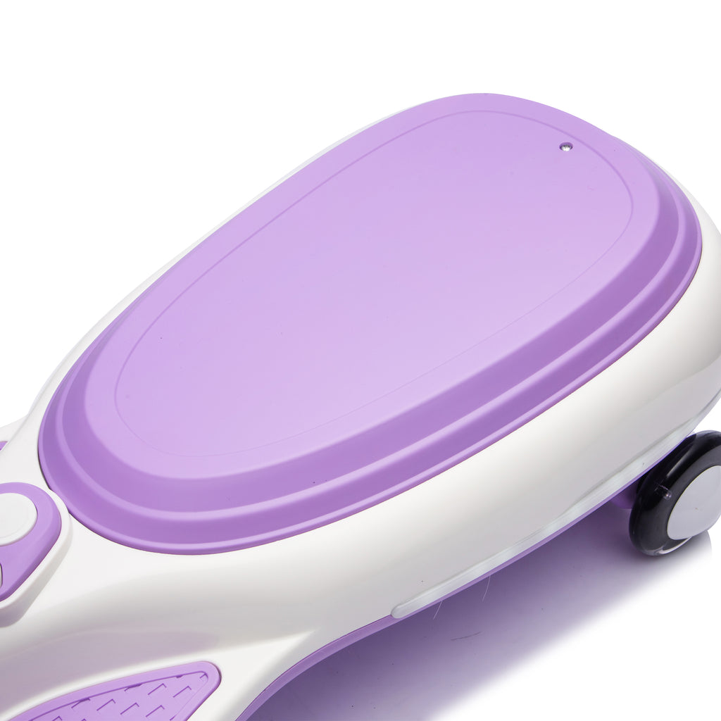 Cirui 12V Kids Electric Wiggle Car, 2-in-1 Swing Ride on Toy for Toddlers Aged 3-8,5MPH Max Speed,Triangular Stability Frame, Flashing Wheels,Bluetooth Music,Purple