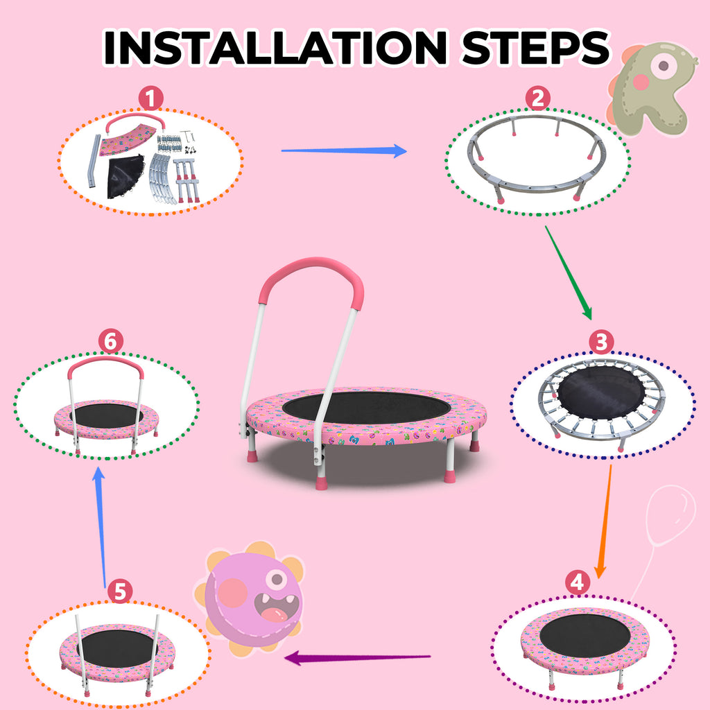 Mersco 36" Trampoline for Kids Indoor Trampoline with Handle for 2+ Years Kids