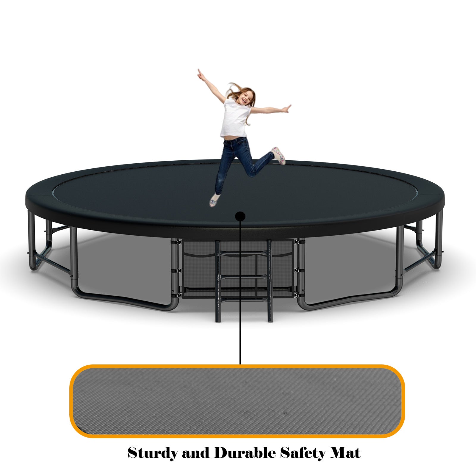 Mersco 16ft Trampoline for Kids Adults, Outdoor Pumpkin Trampoline with Enclosure Net, Basketball Hoop and Storage Bag,Black