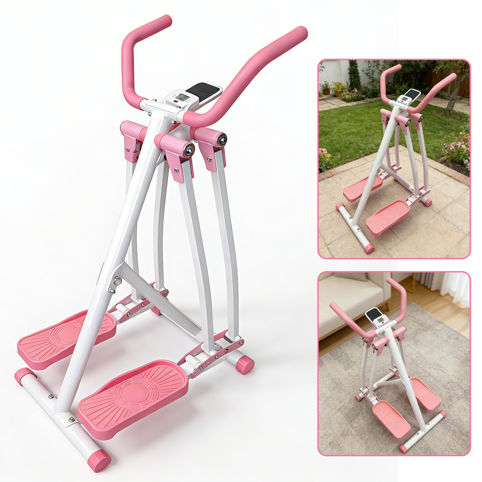 Kdymod Air Walking Elliptical Exercise Machine - Foldable Cardio Cross Trainer Glider for Full-Body Low-Impact Exercise with LCD Display Ideal for Home Gym