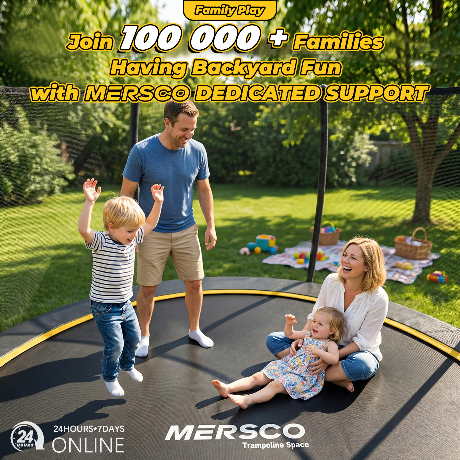Mersco 12FT Trampoline for Kids with Ladder,Outdoor Recreational Trampolines with Enclosure Net,Jumping Trampoline SPACE for Kid Birthday and Festival Gift,Gray