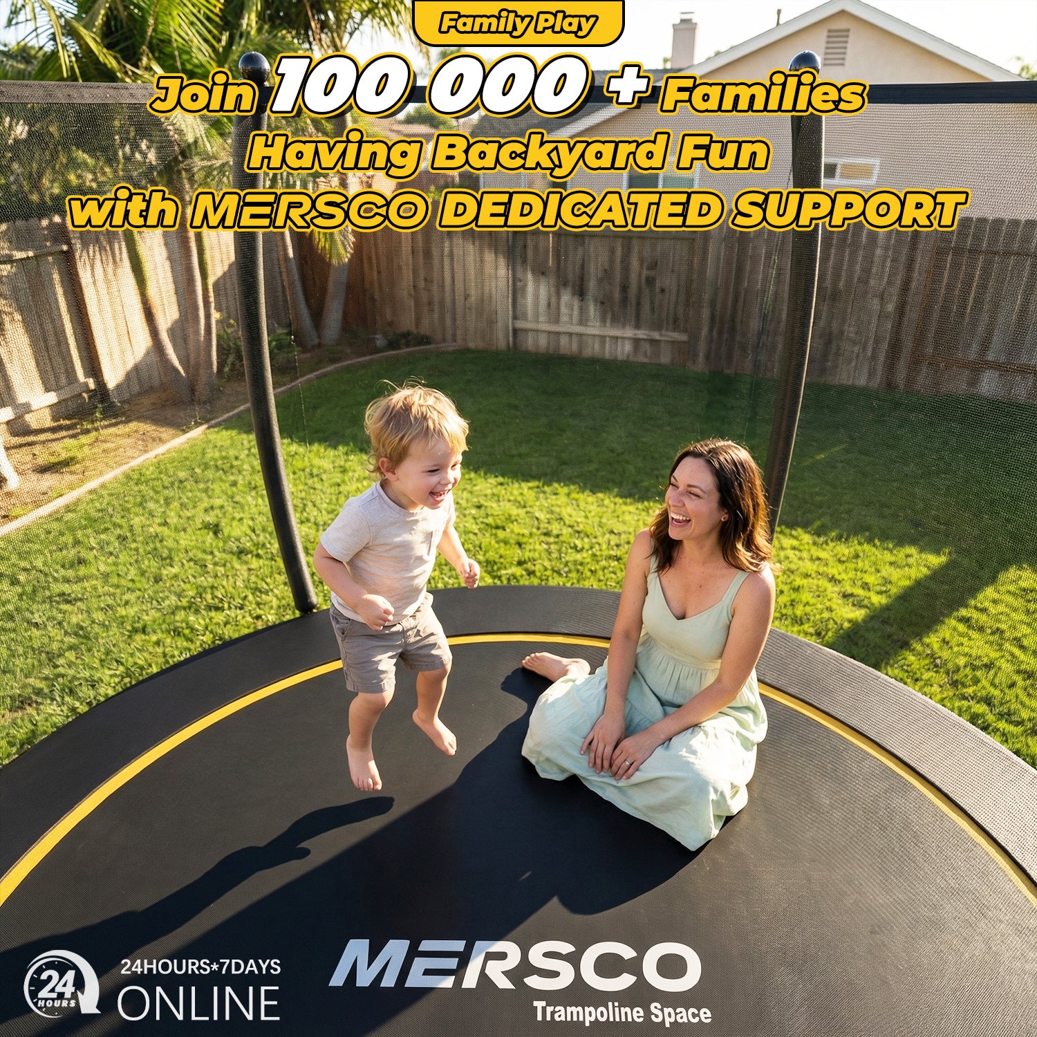 Mersco 10FT Trampoline for Kids with Ladder,Outdoor Recreational Trampolines with Enclosure Net,Jumping Trampoline SPACE for Kid Birthday and Festival Gift,Black