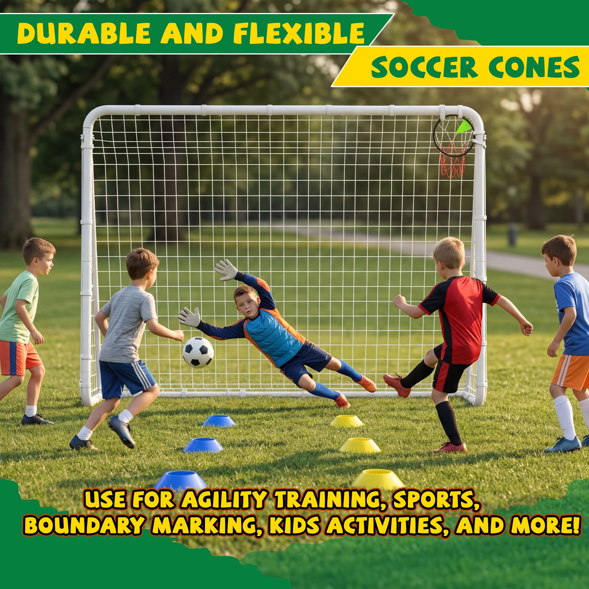 Mersco 8 x 6FT Portable Soccer Goals,Backyard Kids Soccer Net with High-Strength Nets,Soccer Durable Post for Adults Outdoor's Practice Training,Toddler Soccer Toddler Goal for Sports Games,White