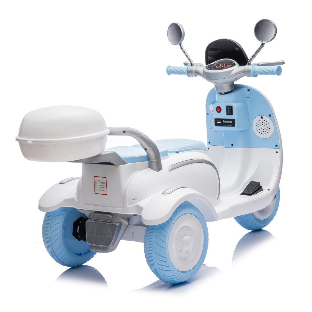 Cirui 2 Seater 12V Kids Motorcycle,3 Wheel Ride Dual Motorcycle,Toy 12V Electric Motorcycle with Front LED Light/USB/Storage Box,Blue