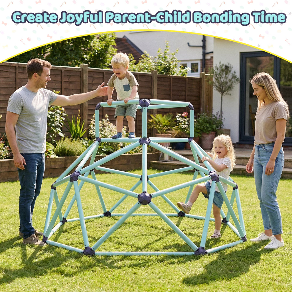 Kdymod 6ft Climbing Dome with Top for Kids Ages 3-8, Indoor/Outdoor Jungle Gym Playset, Dual Safety-Lock Geometric Climber, Easy Assembly Backyard Playground Equipment, Blue.