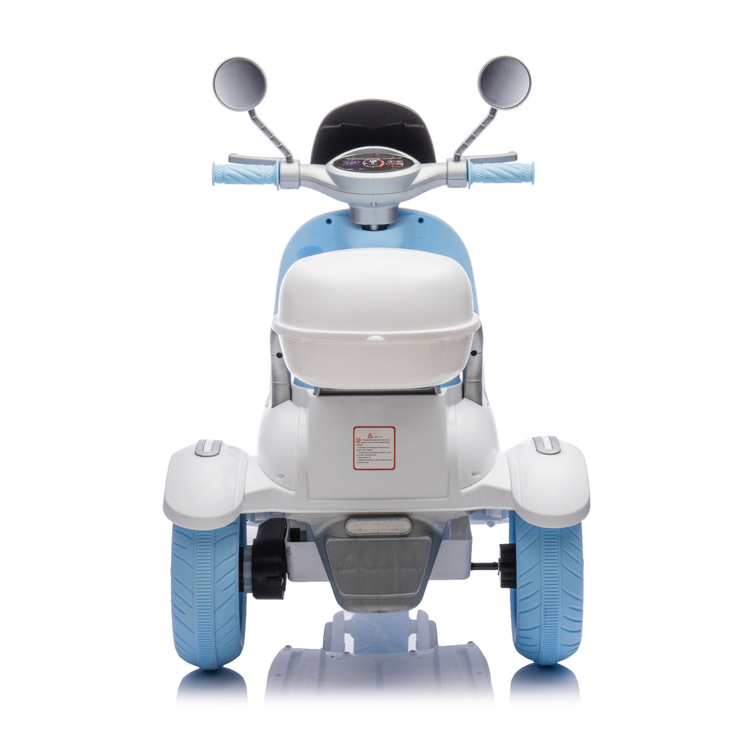 Cirui 2 Seater 12V Kids Motorcycle,3 Wheel Ride Dual Motorcycle,Toy 12V Electric Motorcycle with Front LED Light/USB/Storage Box,Blue