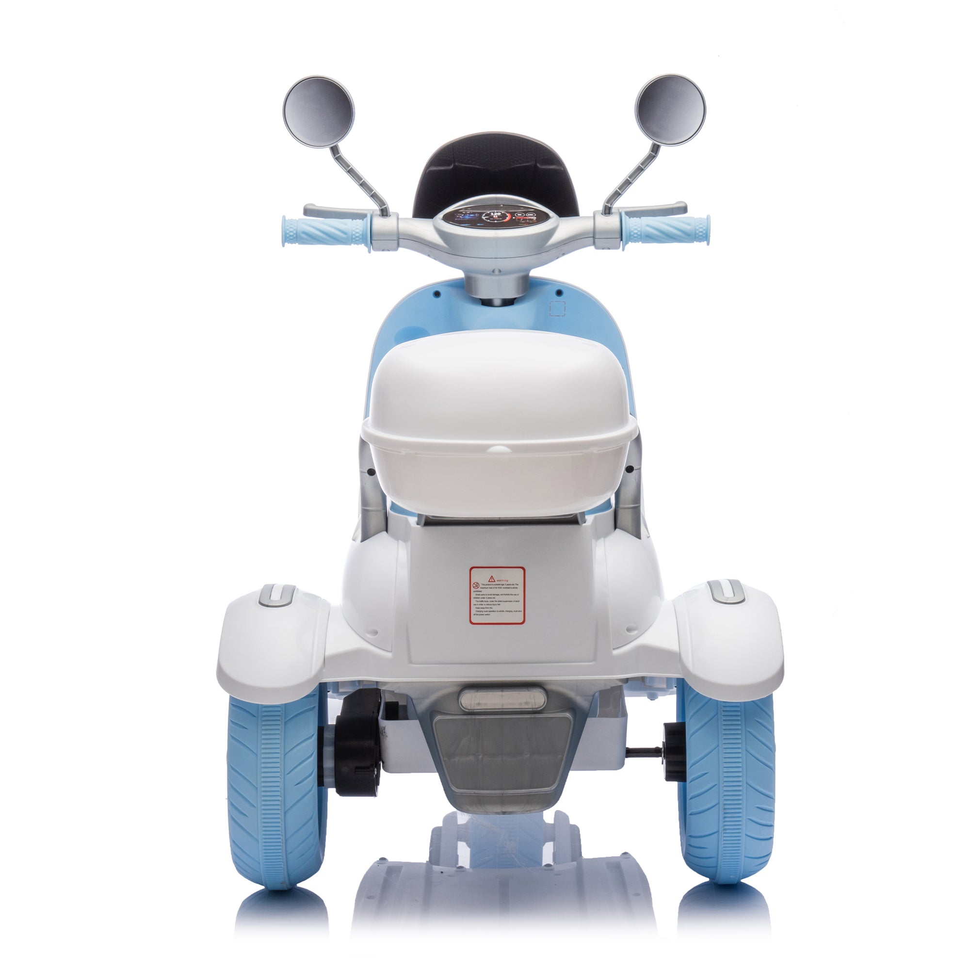 Cirui 2 Seater 12V Kids Motorcycle,3 Wheel Ride Dual Motorcycle,Toy 12V Electric Motorcycle with Front LED Light/USB/Storage Box,Blue