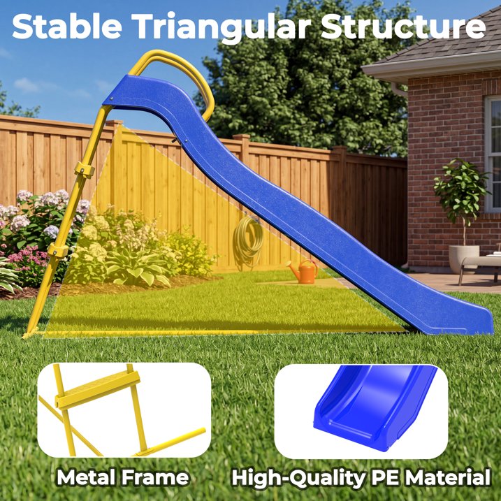 Kdymod 5.7FT Kid Outdoor Slide,Water Slide for Backyard with Ladder,Playground Freestanding Slide for Chlidren Birthday Gifts,Blue