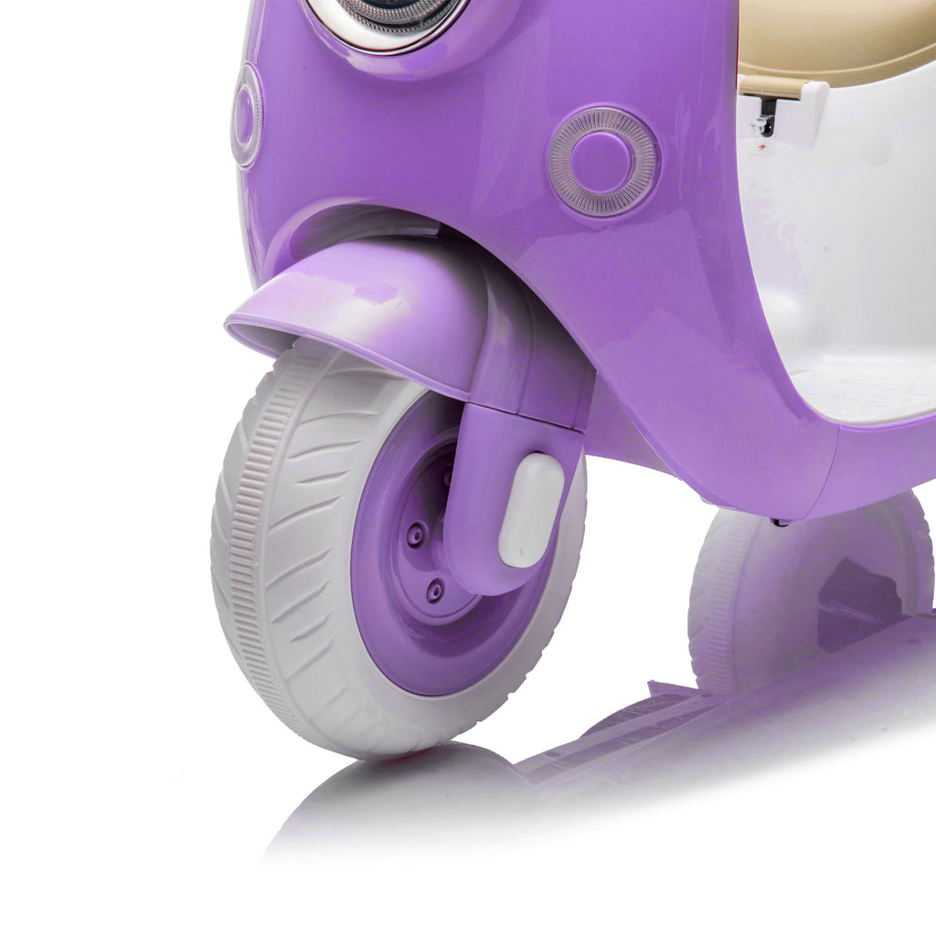 CIRUI 2 Seater 12V Kids Motorcycle, 3 Wheel Ride Dual Motorcycle, Suitable for 3-6 Years Old Children Toy 12V Electric Motorcycle, Suitable for Children, with Front Light/USB/Storage Box Purple