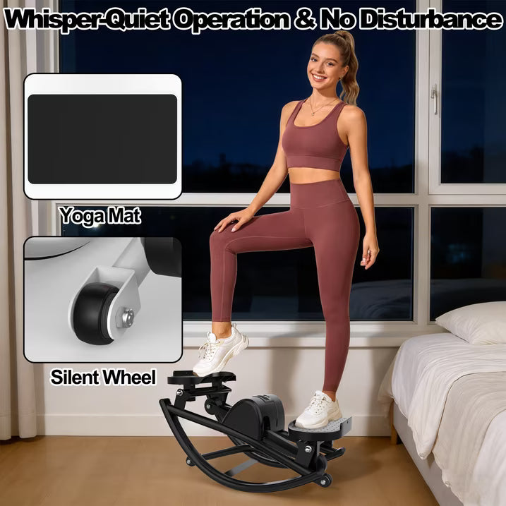 Kdymod Lateral Stepper for Exercise-Rocking Stepper Machine with Resistance Bands & Anti-Slip Mat and LCD Monitor, Professional Stair Stepper for Home Workout,Black