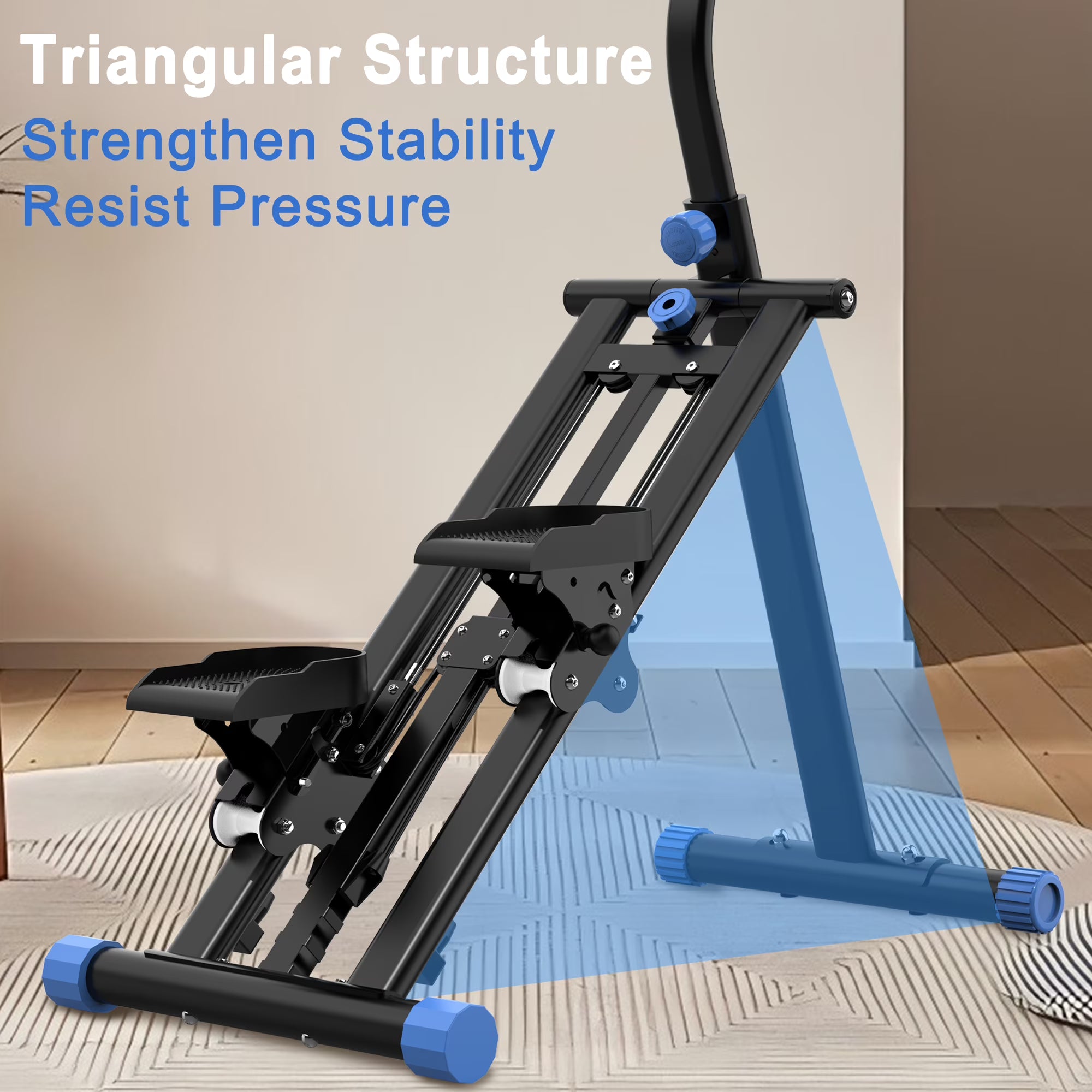 Kdymod Stair Stepper with Resistance for Home,Vertical Climber Cardio Machine for Full-Body Exercise,Folding Stair Climber Fitness Equipment with Stable Frame Adjustable Handlebar,Black