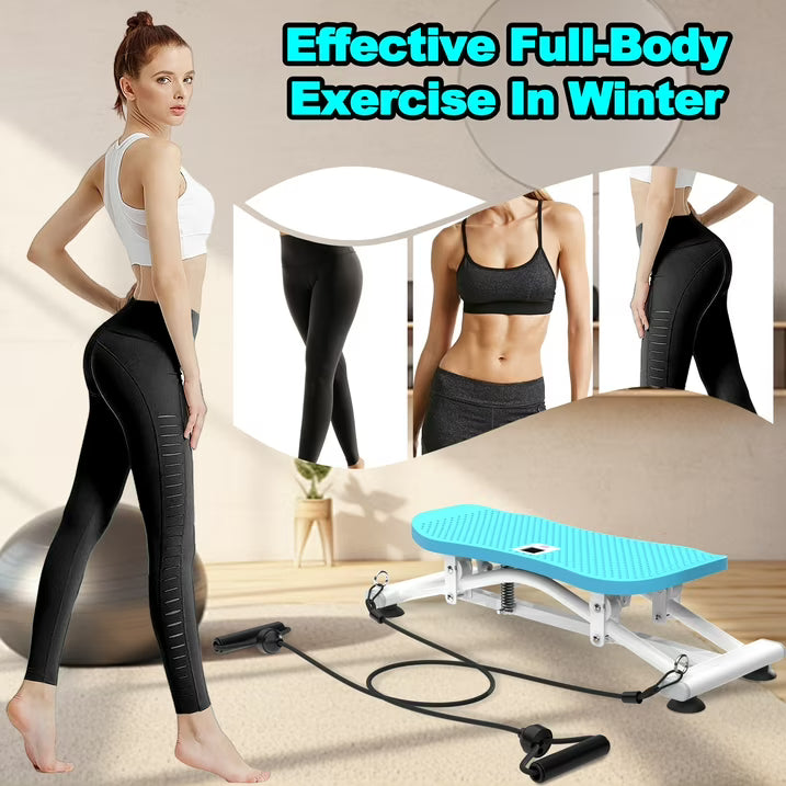 Kdymod Sliding Ski Simulator with Resistance Bands, Indoor Skiing Fitness Equipment for Home Gym, Non-Slip Base & Full-Body Cardio Training Machine for Core, Leg & Arm Workout, Blue