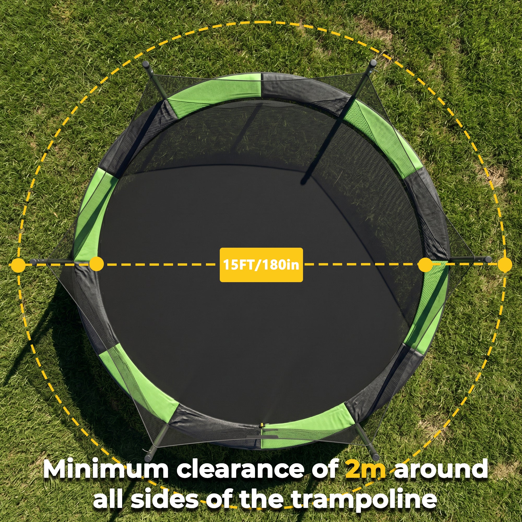 Mersco 15FT Trampoline PLAY Heavy Duty Outdoor Trampoline for Kids, Backyard Trampoline with Enclosure Net for Family Fun,Jumping Trampoline for Boys and Girls Birthday Gift,Green