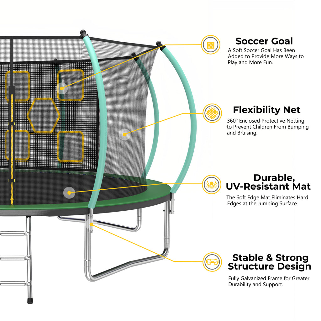 Mersco 14FT Trampoline for Kids with Mulifunctional Target Cloth,Outdoor Recreational Trampolines with Enclosure Net, Ladder for family Fun,Jumping Trampoline SPACE for Boys and Girls Birthday Gifts