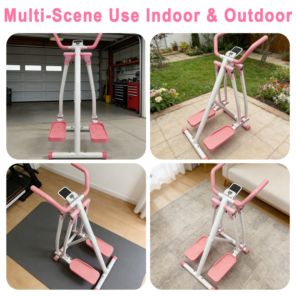 Kdymod Air Walking Elliptical Exercise Machine - Foldable Cardio Cross Trainer Glider for Full-Body Low-Impact Exercise with LCD Display Ideal for Home Gym