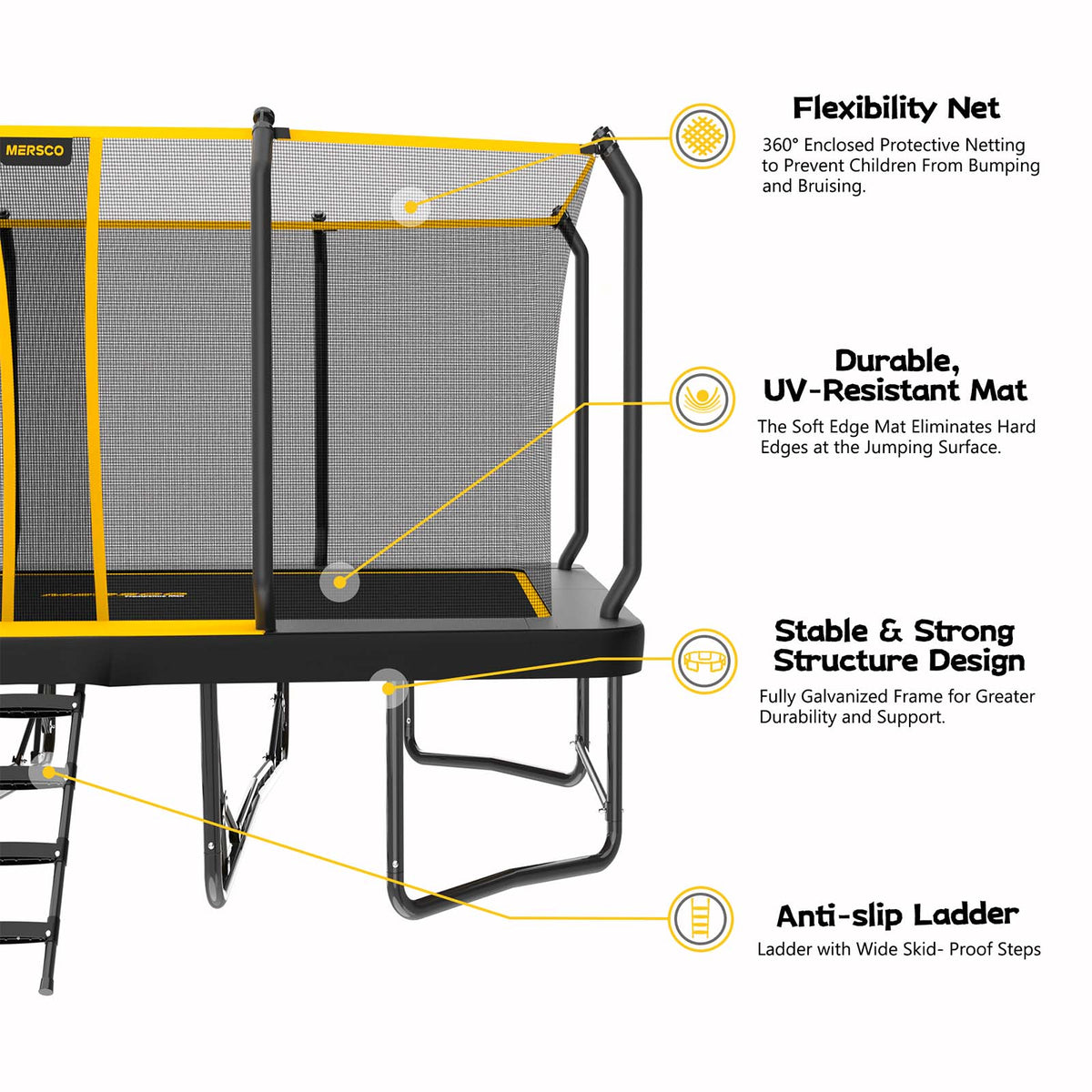 Mersco 12x18FT Kids Adults Trampoline, ASTM Certified Heavy Duty Outdoor Trampoline with Safety Enclosure Net and Upgraded Ladder for Backyard Family Fun, Fitness Trampoline MAX