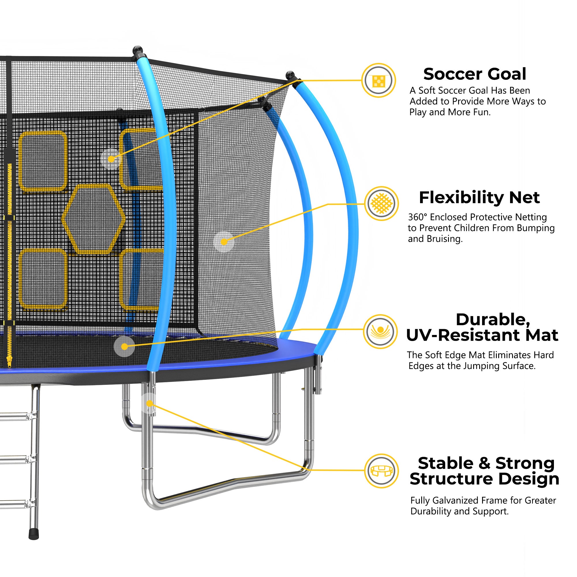 Mersco 14FT Trampoline for Kids with Mulifunctional Target Cloth,Outdoor Recreational Trampolines with Enclosure Net ,Ladder,Jumping Trampoline Space for Boys and Girls Birthday Festival Gifts,Blue