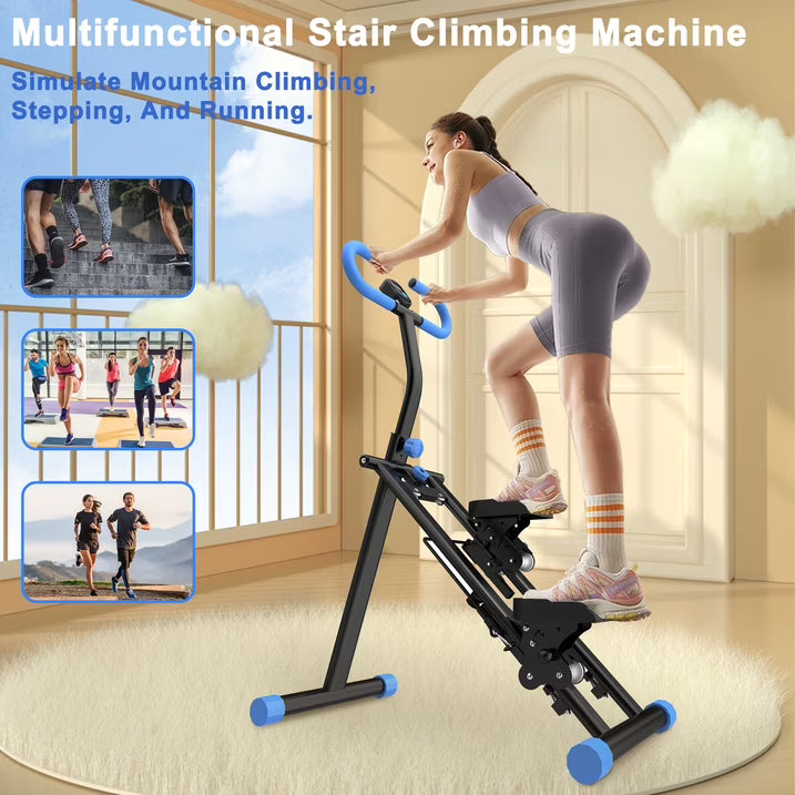 Kdymod Stair Stepper for Home with Adjustable Handlebar, Vertical Climber Workout Machine for Full-Body Exercise, Compact Foldable & Stable Frame ,Blue
