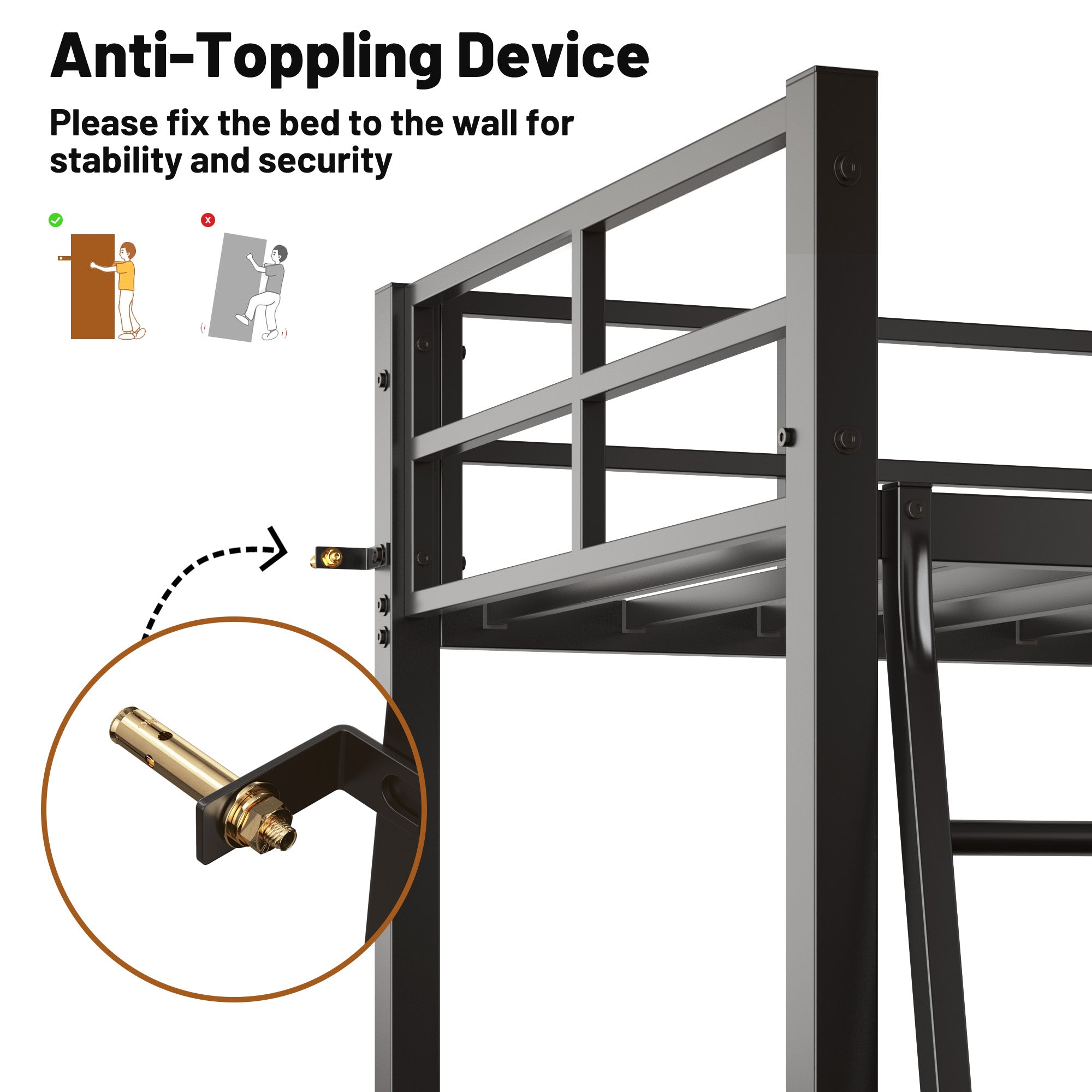 Uiowio Full Metal Loft Bed Frame with L-Shaped Desk & LED Lights & Charging Station, Loft Bed with 3 Fabric Drawers & 2 Storage Shelves, Safety Guard & Stairs, Black