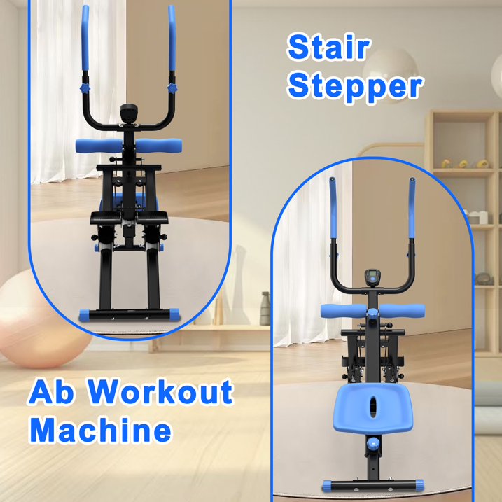 Kdymod 2 In 1 Stair Stepper & Ab Workout Machine,Multifunction Full Body Exercise Equipment,Stair Stepper Exercise Ab Machine for Home Gym,Blue