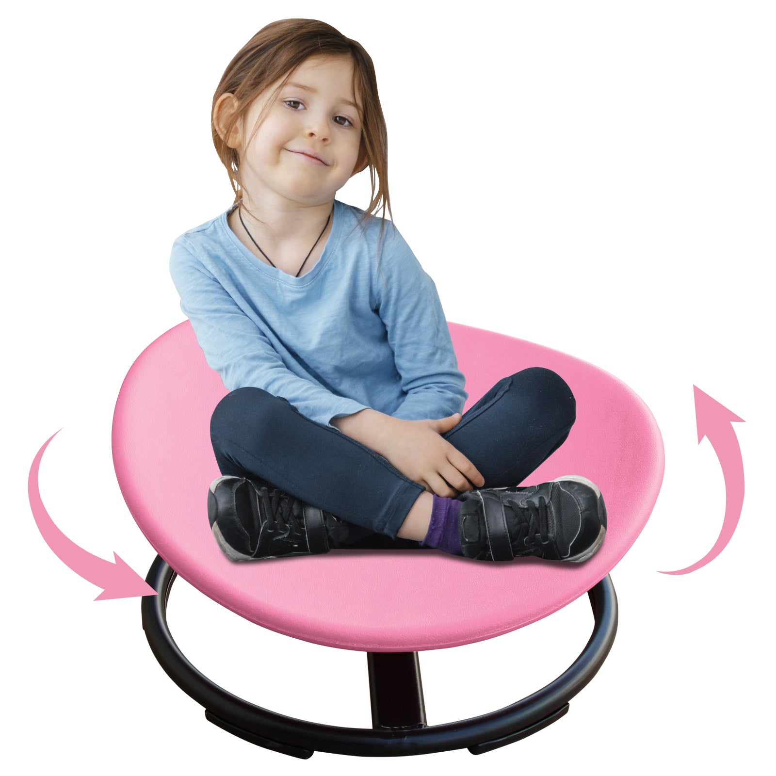 Cirui Sensory Spinning Chair, 360° Swivel Seat for Kids, Balance Training with Non-Slip Metal Base, Pink