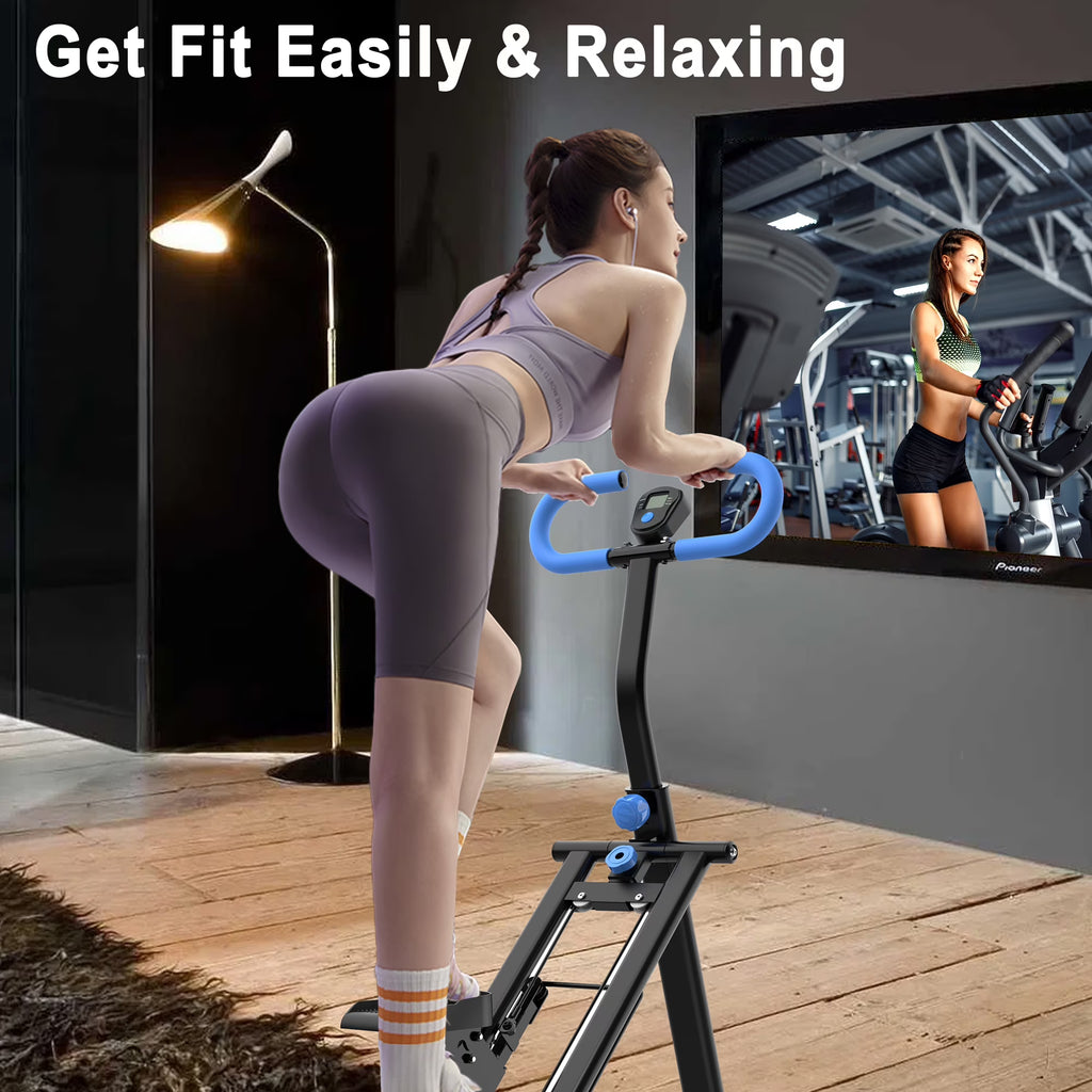 Kdymod Stair Stepper for Home with Adjustable Handlebar, Vertical Climber Workout Machine for Full-Body Exercise, Compact Foldable & Stable Frame ,Blue