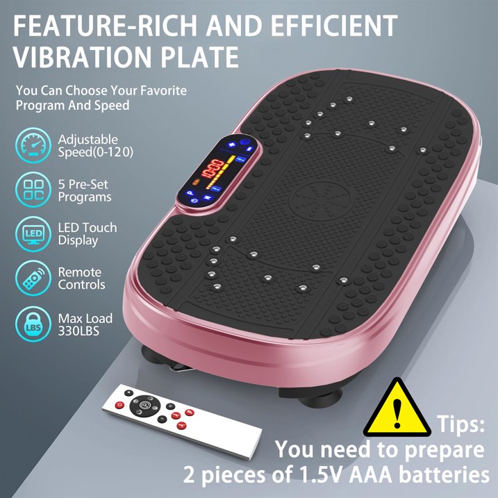 Kdymod Vibration Plate Exercise Machine & Whole Body Shake Plate, Workout Machine with Remote Control & Adjustable Settings, Versatile for Home Fitness, Rose Red