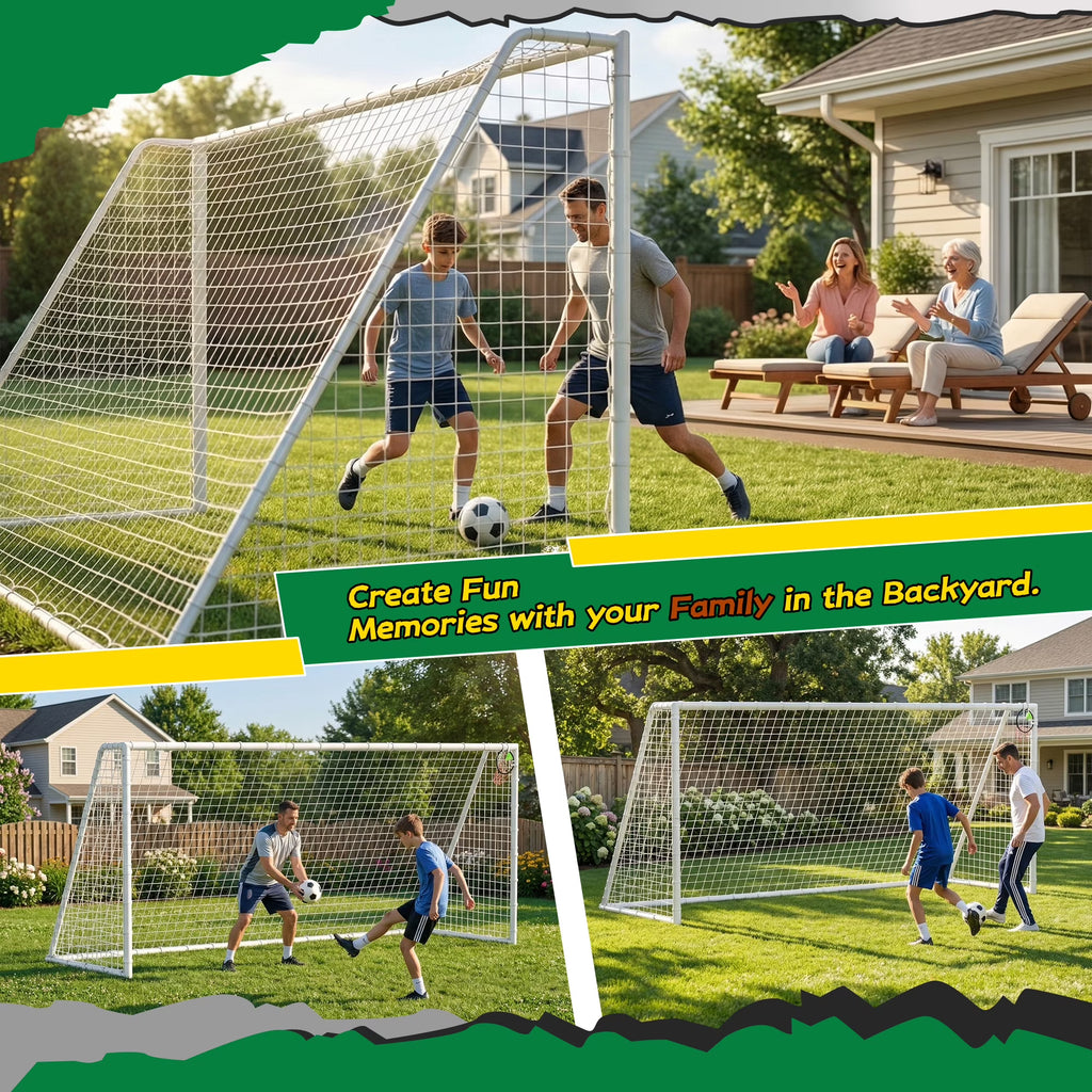 Kdymod 16×7 FT Portable Soccer Goal for Backyard, Easy Assembly Outdoor Soccer Goal Set for Kids and Adults (White)