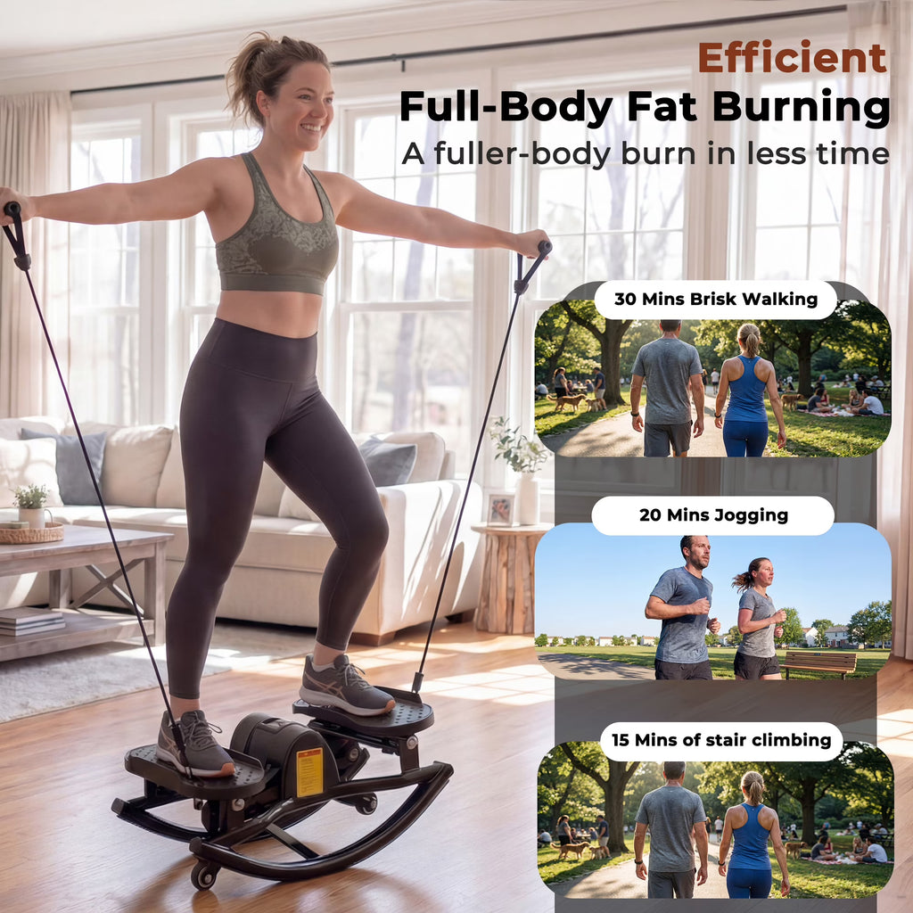 Kdymod Lateral Rocking Fitness Stepper, Low Impact Portable Exercise Stepper, Workout Machine, Rock Stepper Machine with Digital Monitor/Resistance Bands