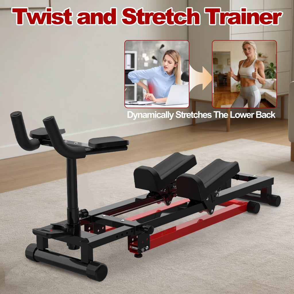 Kdymod 3-in-1 Spine Twist Stretcher & Stair Stepper & Waist Trainer, Adjustable Back Stretcher Machine for Lower Back Exercise, Core Activation & Full-Body Home Workout, Black