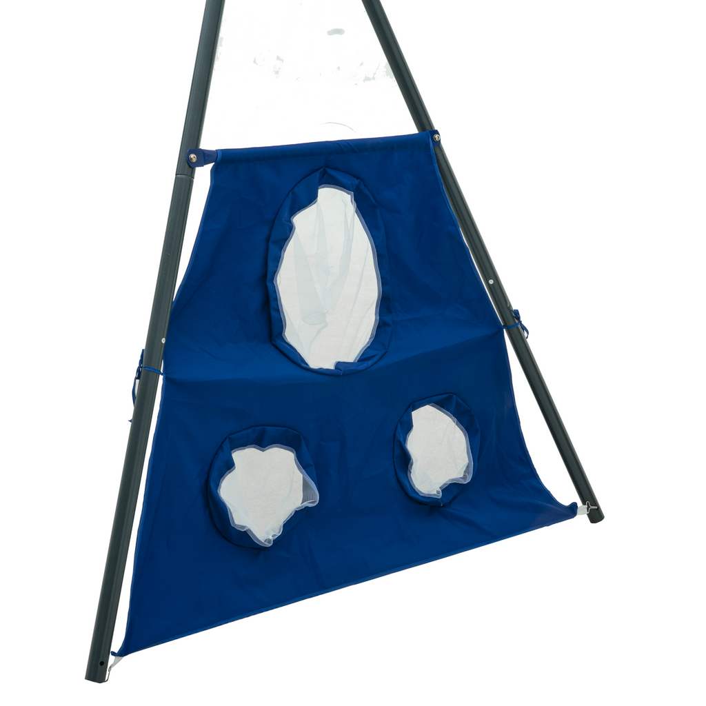 Mersco Saucer Metal Plastic Swing Set for Kids,6 in 1 Swing Sets for Outside,Heavy-Duty Playground Backyard Fun Set with Basketball Hoop,Saucer Swing,Rocking Horse,slide,soccer net &Swing for Kids