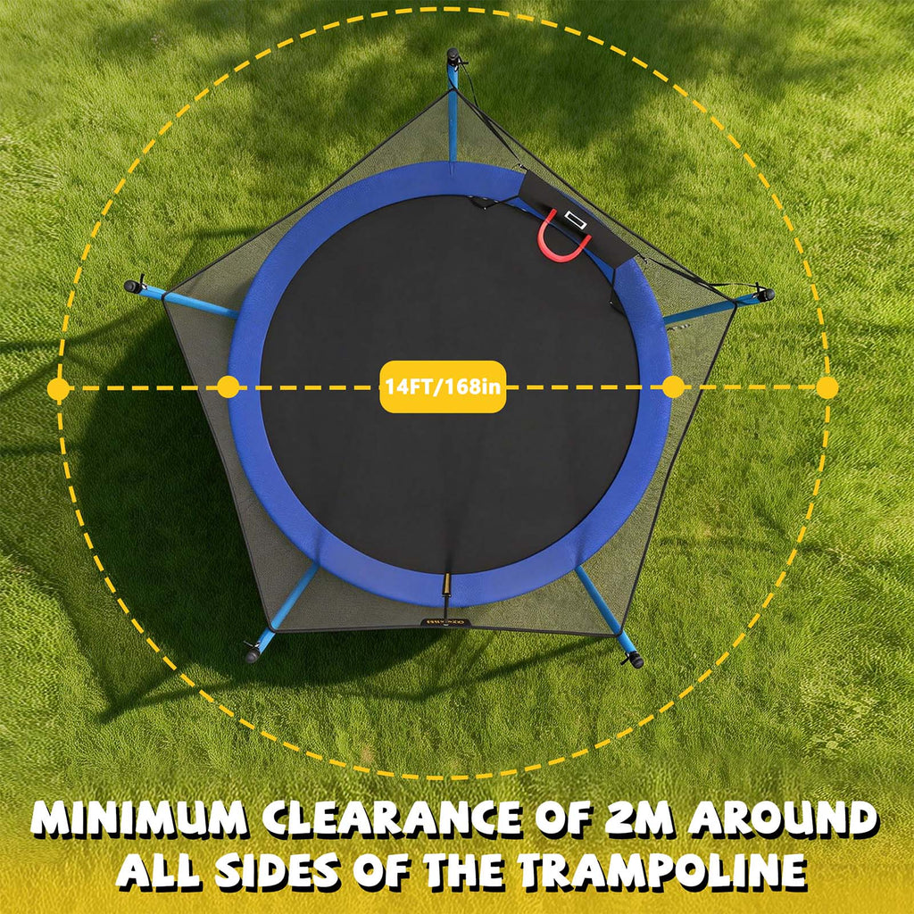 Mersco 14ft Trampoline Upgraded for Kids and Adults, Backyard Trampoline with Basketball Hoop and Enclosure Net,Jumping Trampoline PLAY for Boys and Girls Birthday Gift, Blue